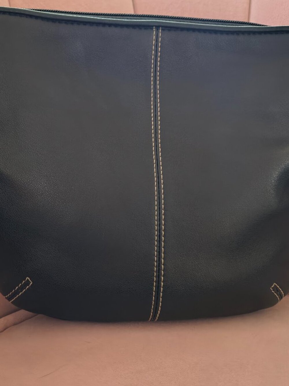 Coach Y2K Soho Leather Pleated Swingpack Bag sliver/black w/contrast stitching - Picture 2 of 8